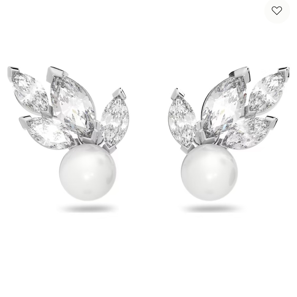 Louison Pearl stud earrings
Leaf, White, Rhodium plated
